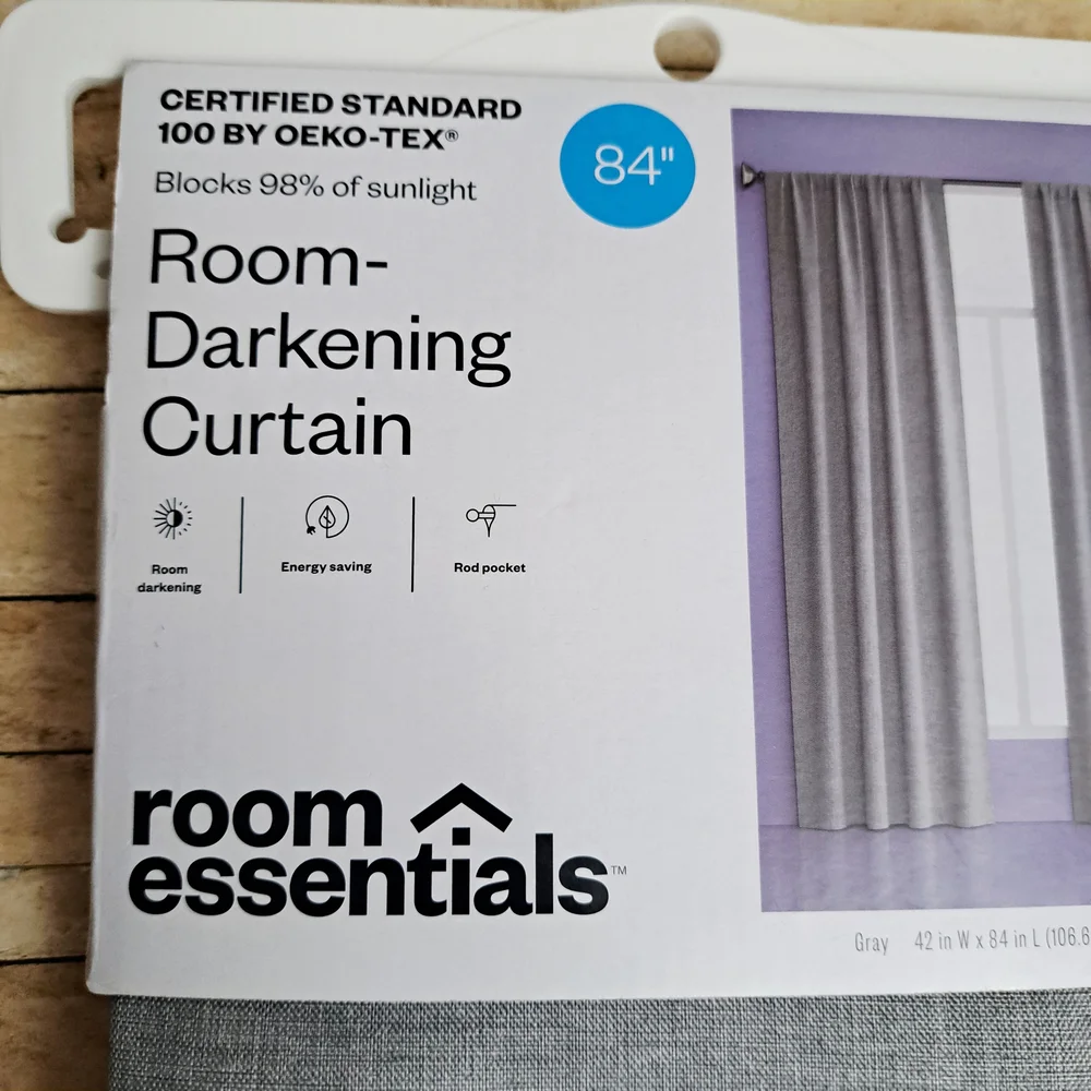 Room Essentials Light Gray Room-Darkening Curtain Drape